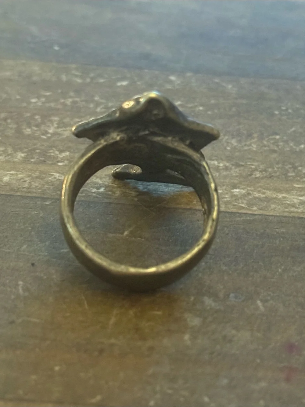 Vintage chunky brass fish ring